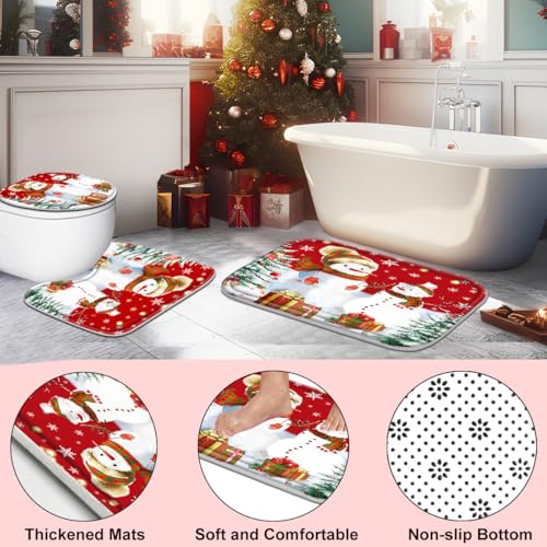 Christmas Bathroom Set with Shower Curtain, Rugs, and Hooks F236