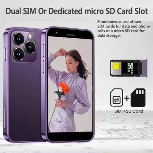 Mini Smartphone 3.0 Inch Unlocked Android Kids Cell Phone Dual SIM (Blue, 2GB+16GB) E353