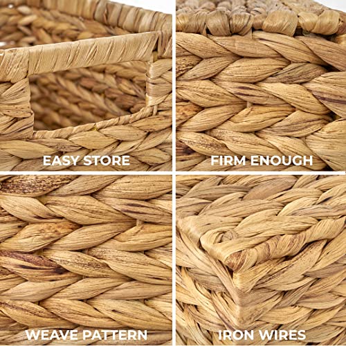 Natural Water Hyacinth Woven Storage Baskets with Handles, Set of 6 F62590