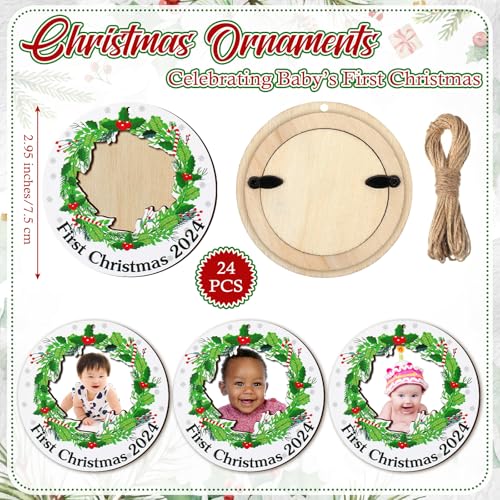 24 Pcs Christmas Photo Ornament Frames for Baby First Christmas Tree Keepsake K3591