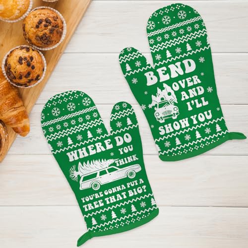 Funny Holiday Oven Mitts Pot Holders for Kitchen Cooking Baking M258024