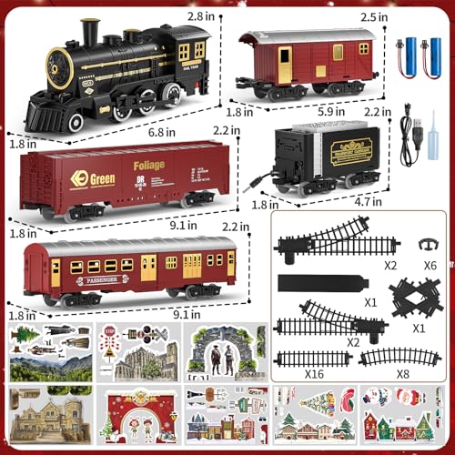 Large Train Set for Kids 4-8 with Sounds, Lights and Smoke H678