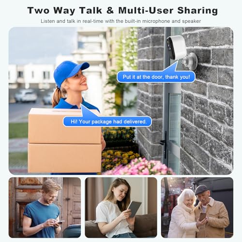 Wireless Security Cameras 2K Battery Powered, Indoor Outdoor WiFi with AI Motion Detection, 2 Cameras R873