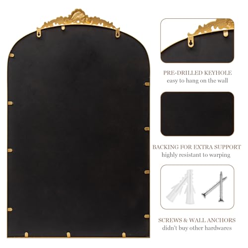 Antique Gold Arch Bathroom Mirror with Beaded Frame Z25622
