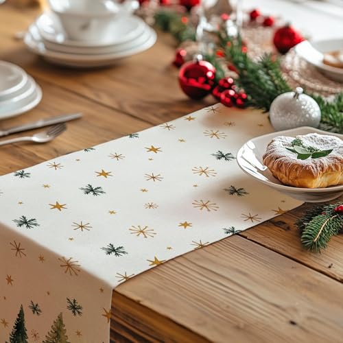 Christmas Table Runner 13x72 Inch, Red Winter Holiday Decor H348