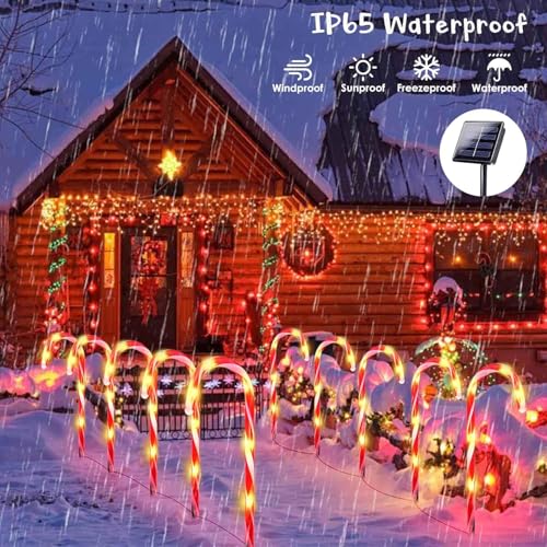Solar Candy Cane Lights for Outdoor Christmas Decor, Waterproof Pathway Lights J867