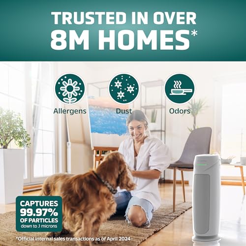 Air Purifier with HEPA Filter for Large Rooms, Removes Smoke, Pet Dander, Pollen, and Odors T1048