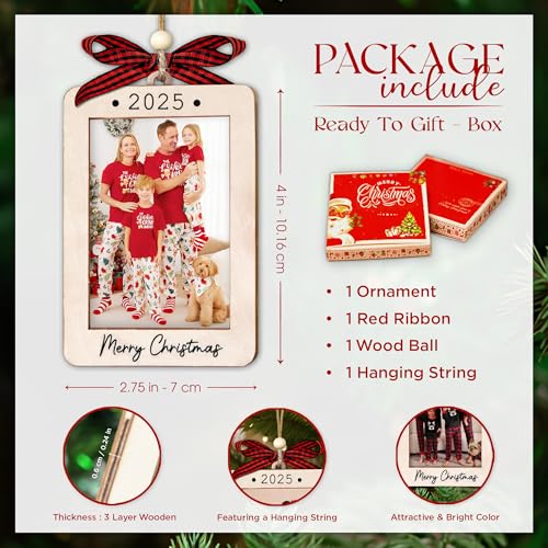Christmas Ornament Picture Frame - Wooden Landscape Photo Frame for Tree U347