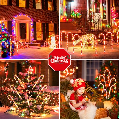 Solar Candy Cane Lights for Outdoor Christmas Decor, 72 LEDs, 10 Modes A470