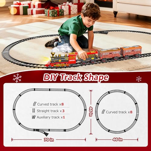 Electric Train Set for Kids with Smoke, Light and Sound, DIY Tracks L560