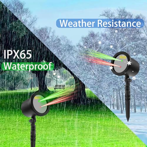 Laser Projector Lights Outdoor for Christmas, Red & Green Stars E3762