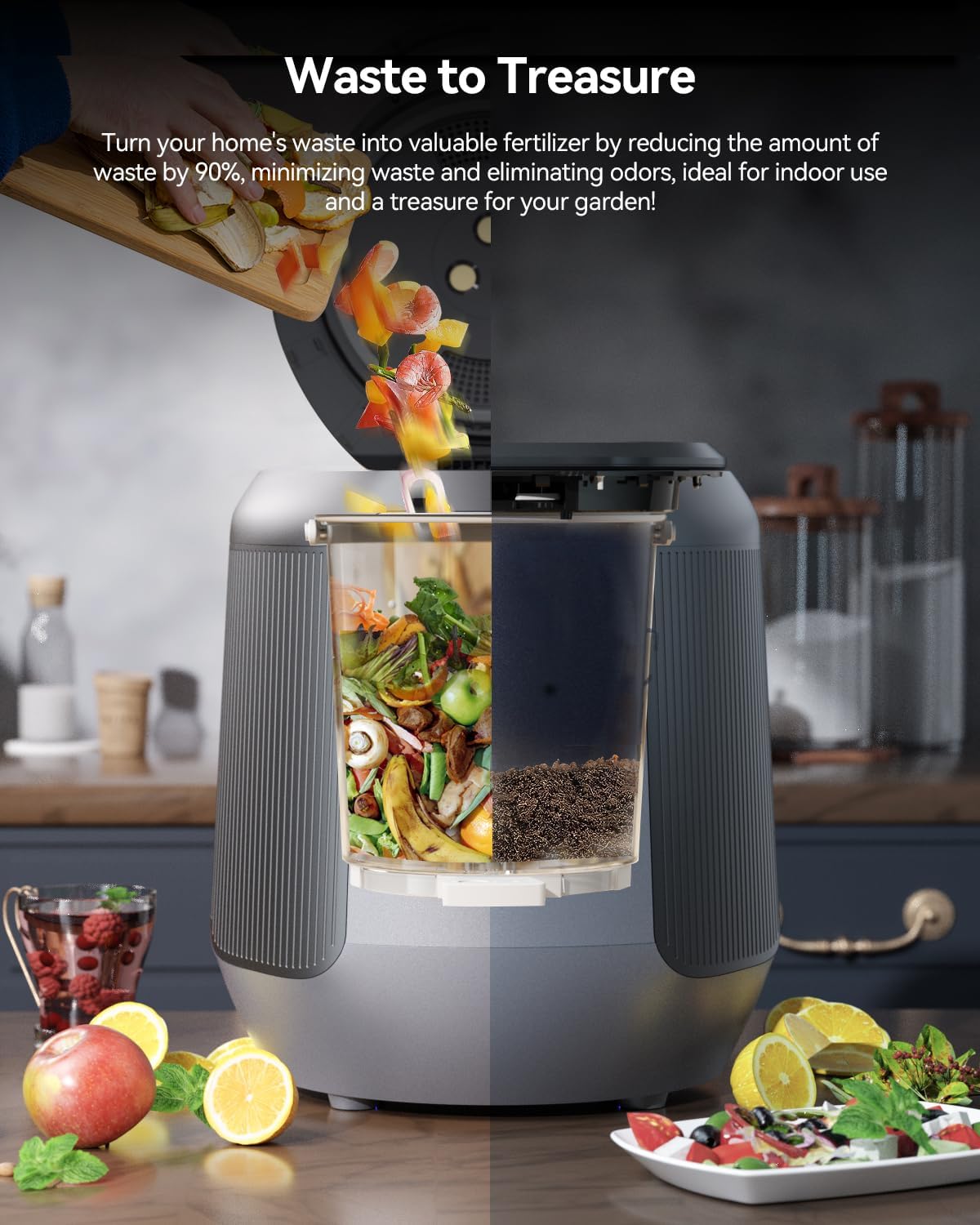 Kitchen Countertop Electric Composter, 4.2L Odorless Quiet Q1796