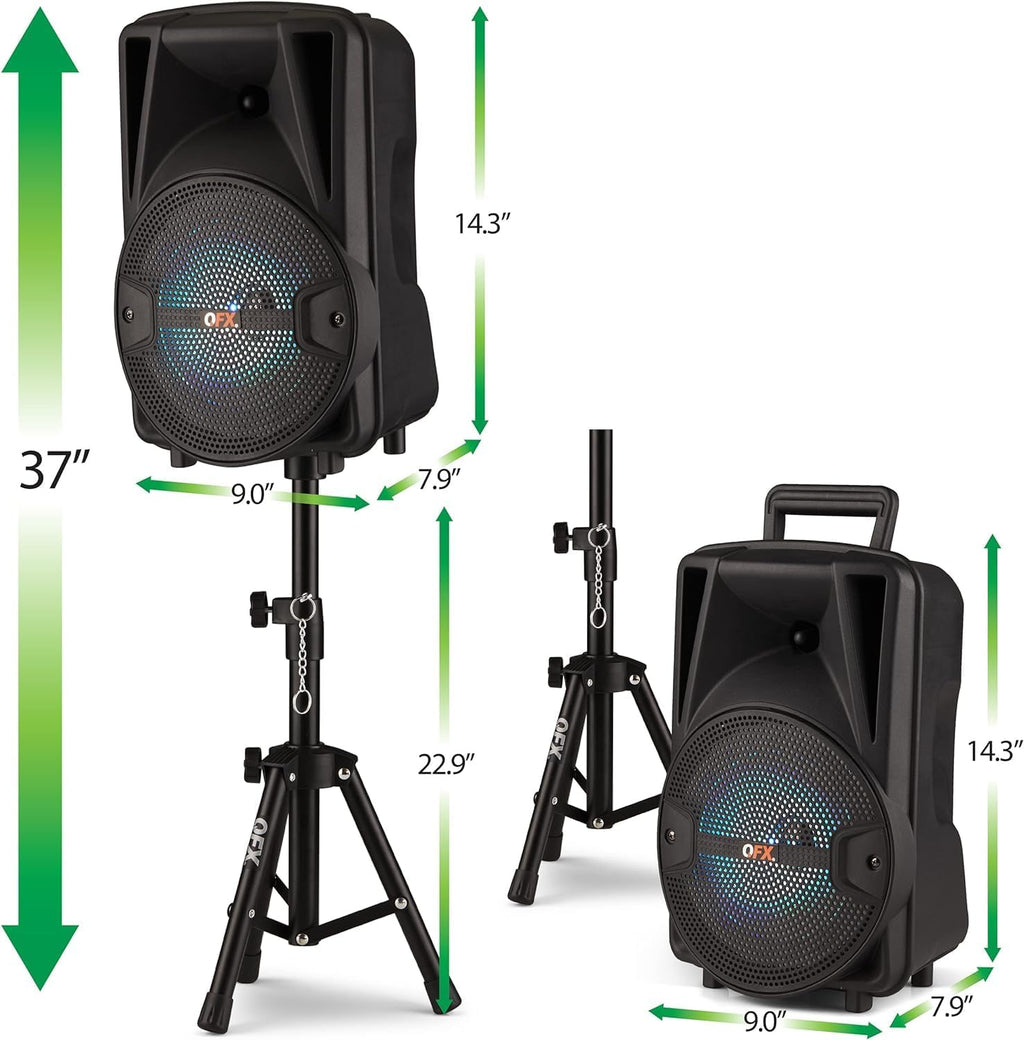 8-Inch TWS Bluetooth Stereo PA System with 2 Microphones and Stands Q381