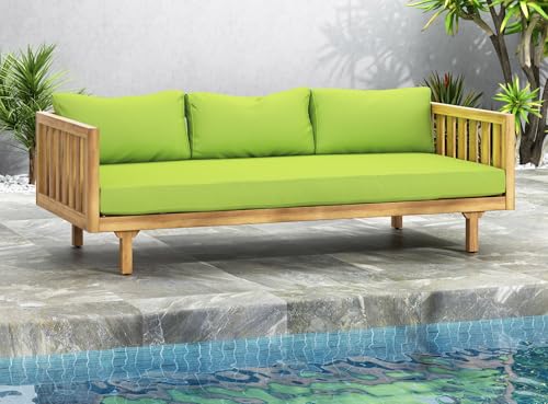 Outdoor 3 Seater Daybed with Cushions, Acacia Wood Patio Sofa D905