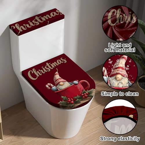 Christmas Toilet Lid Cover, Washable Seat and Tank Protector W1747