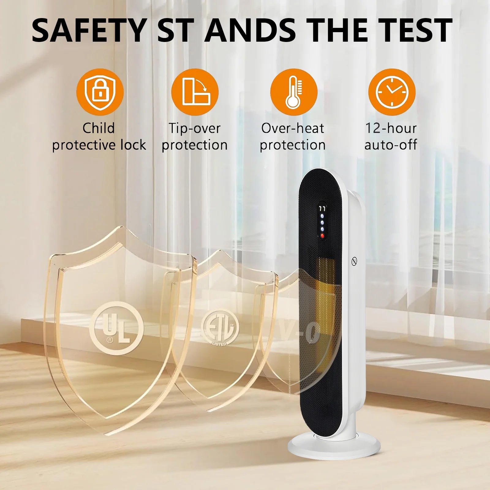 Space Heater for Indoor Use, Portable Electric Heater with Thermostat and Timer Q4793