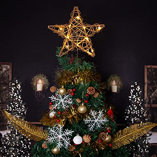 Christmas Tree Topper Star with Warm White Light, 8.7 Inch B717833