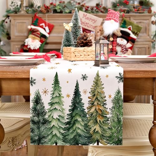 Christmas Table Runner 13x72 Inch, Red Winter Holiday Decor H348