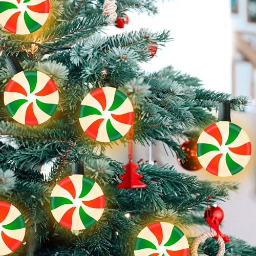 Unicorn Christmas Lollipop Pathway Lights, 10 LED Peppermint String Lights with Stakes Z721