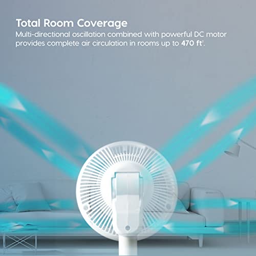 Pedestal Standing Fan with Remote, 360 Oscillating, 12 Speeds, Low Noise D90486