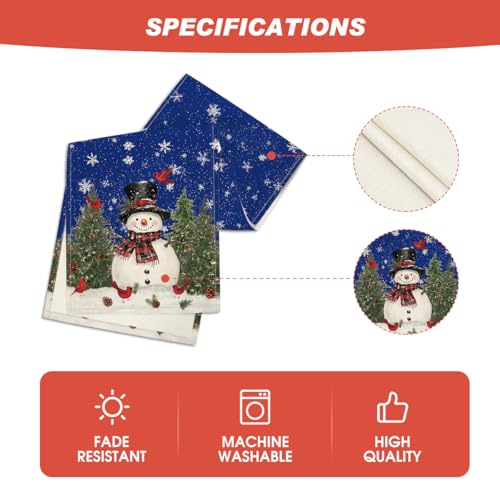 Snowman Christmas Birds Trees Table Runner, Winter Holiday Kitchen Dining Decoration, 13 x 72 Inch B443657