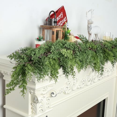 6 ft Christmas Cedar Garland - Realistic Greenery Cypress Artificial Pine Decor O44589