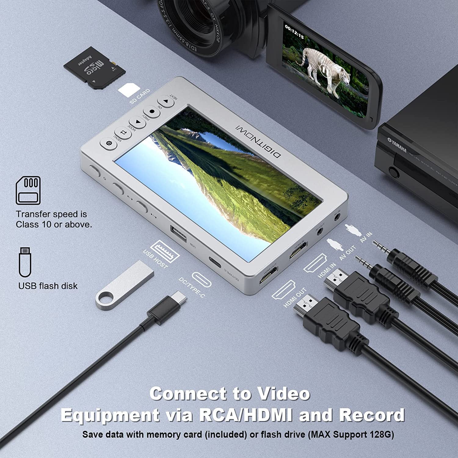Video to Digital Converter with 5" OLED Screen, AV and HDMI Support K881