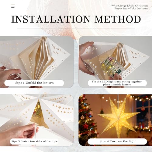 Christmas Paper Snowflake Lanterns with LED Lights for Holiday Party Decor A55544