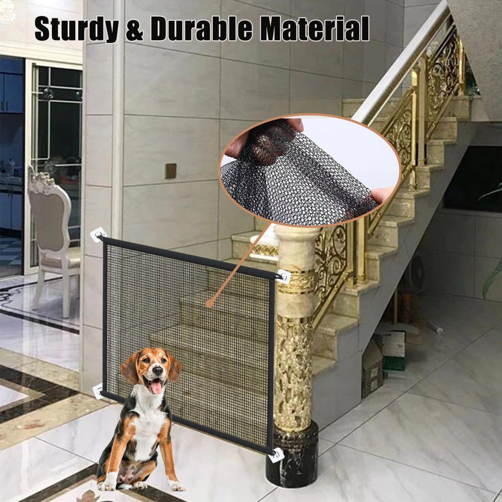 Dog Gate for Doorways, Stairs, No Drill Mesh Pet Fence, 43.5" W x 31" H T44728