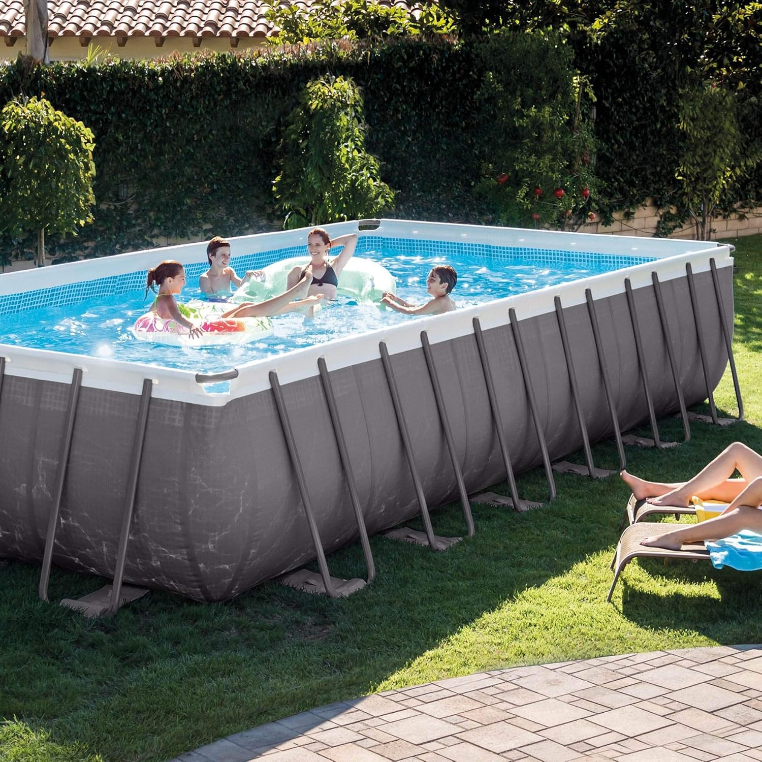 Rectangular Above Ground Pool Set with Sand Filter Pump H19291