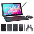 Tablet 2 in 1 Tablets 10 inch Android 14 Tablet Set with Keyboard Case Mouse Stylus Film, 8GB+64GB Tablets 10.1" Tab 1280*800 HD Touch Screen, 8MP Dual Camera Games Wi-Fi Bluetooth Tableta PC Blue.