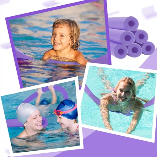 6 Pack Pool Noodles Foam Swim Noodles Hollow Swimming Pool Noodle Bulk Bright Pool Noodle Float Heavy Duty for Pool Floating Craft Project R770176