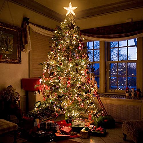 Christmas Tree Topper Star with Warm White Light, 8.7 Inch B717833
