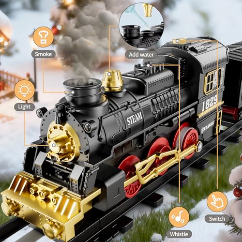 Electric Train Set for Kids with Smoke, Light and Sound, DIY Tracks L560