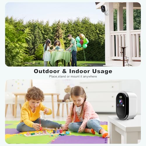 Wireless Security Cameras 2K Battery Powered, Indoor Outdoor WiFi with AI Motion Detection, 2 Cameras R873