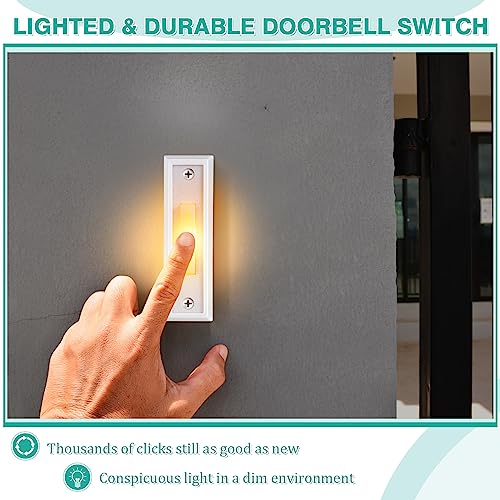 Wired Doorbell Chime Kit with 2 Lighted Push Buttons for Front and Rear Door U62055