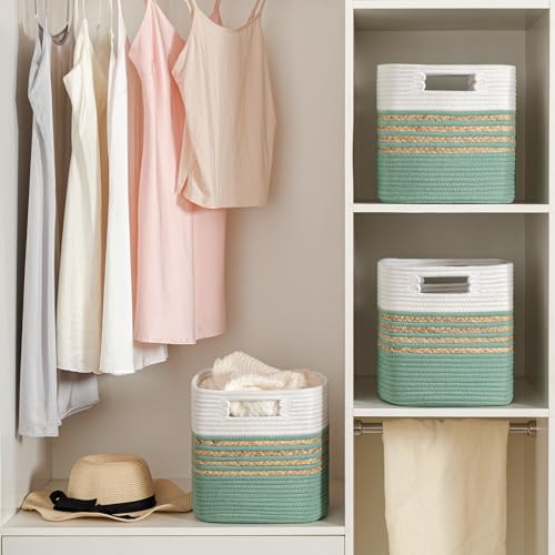 Storage Cubes Set of 4 with Handles, Woven Baskets for Shelves and Toys G2942