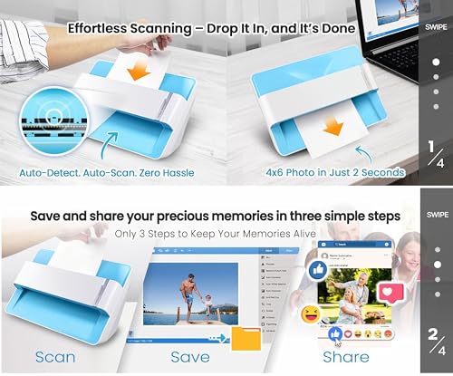 Photo Scanner for 4x6 inch Photos, Auto Crop, Mac and PC Compatible H732