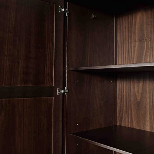 Shaker 2-Door Wardrobe, Solid Wood with Walnut Finish F6601