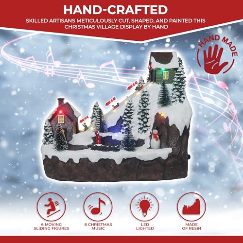 Lighted Musical Snow Village with Animated Kids Sledding A3584