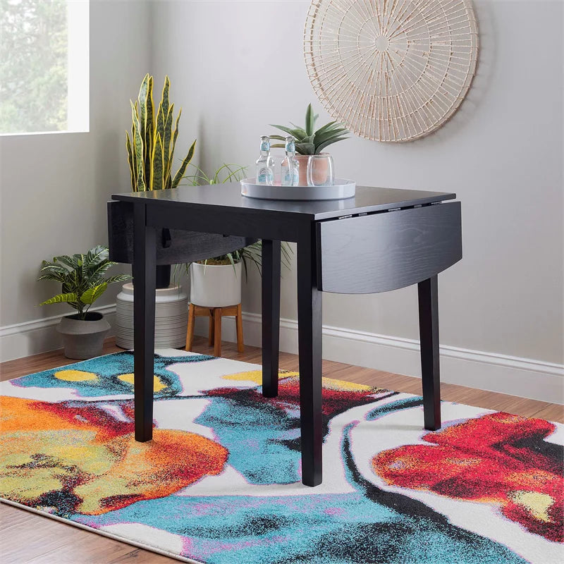 Square Wood Drop Leaf Table in Black P88507