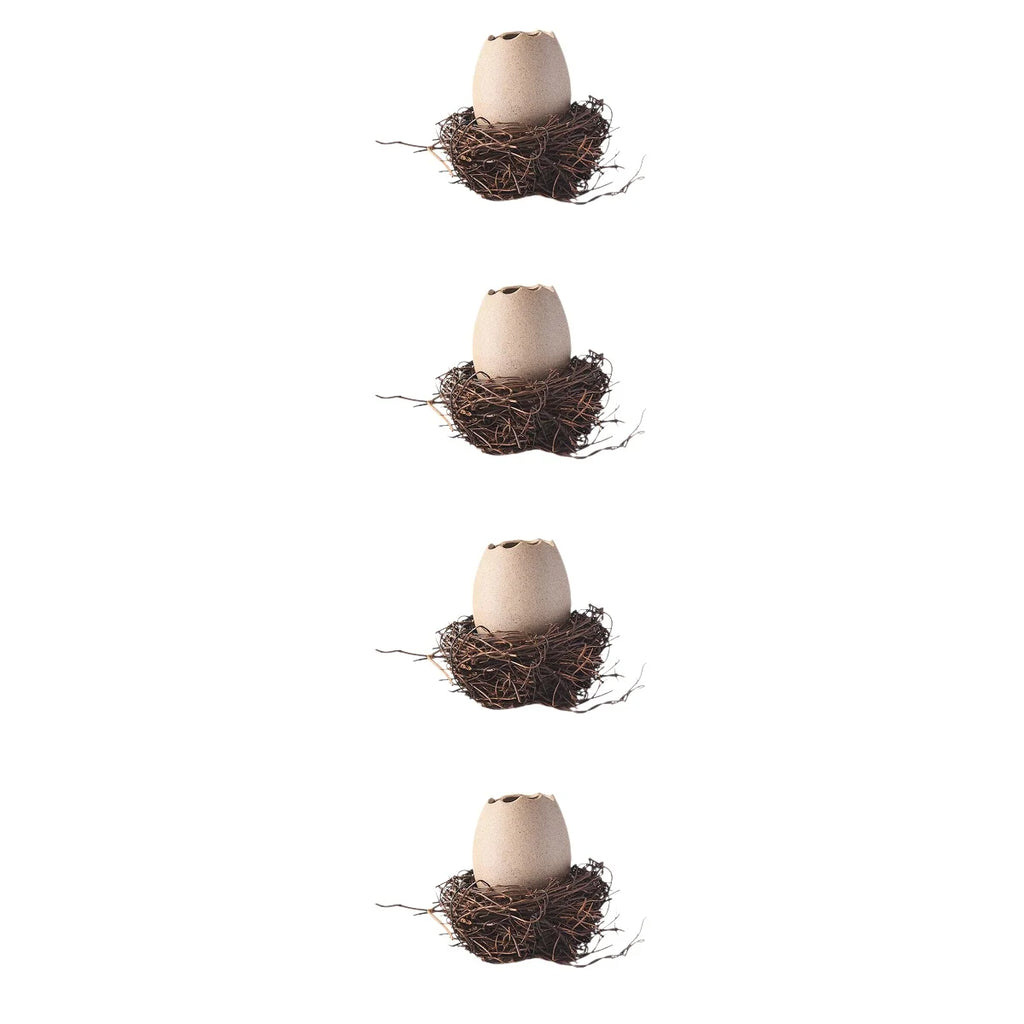 Small Ceramic Eggshell Vase Succulent Planter with Bird Nest M286