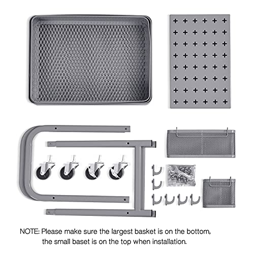 3-Tier Metal Rolling Storage Cart with Pegboards and Baskets S25376