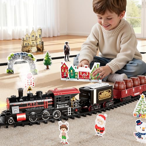 Large Train Set for Kids 4-8 with Sounds, Lights and Smoke H678