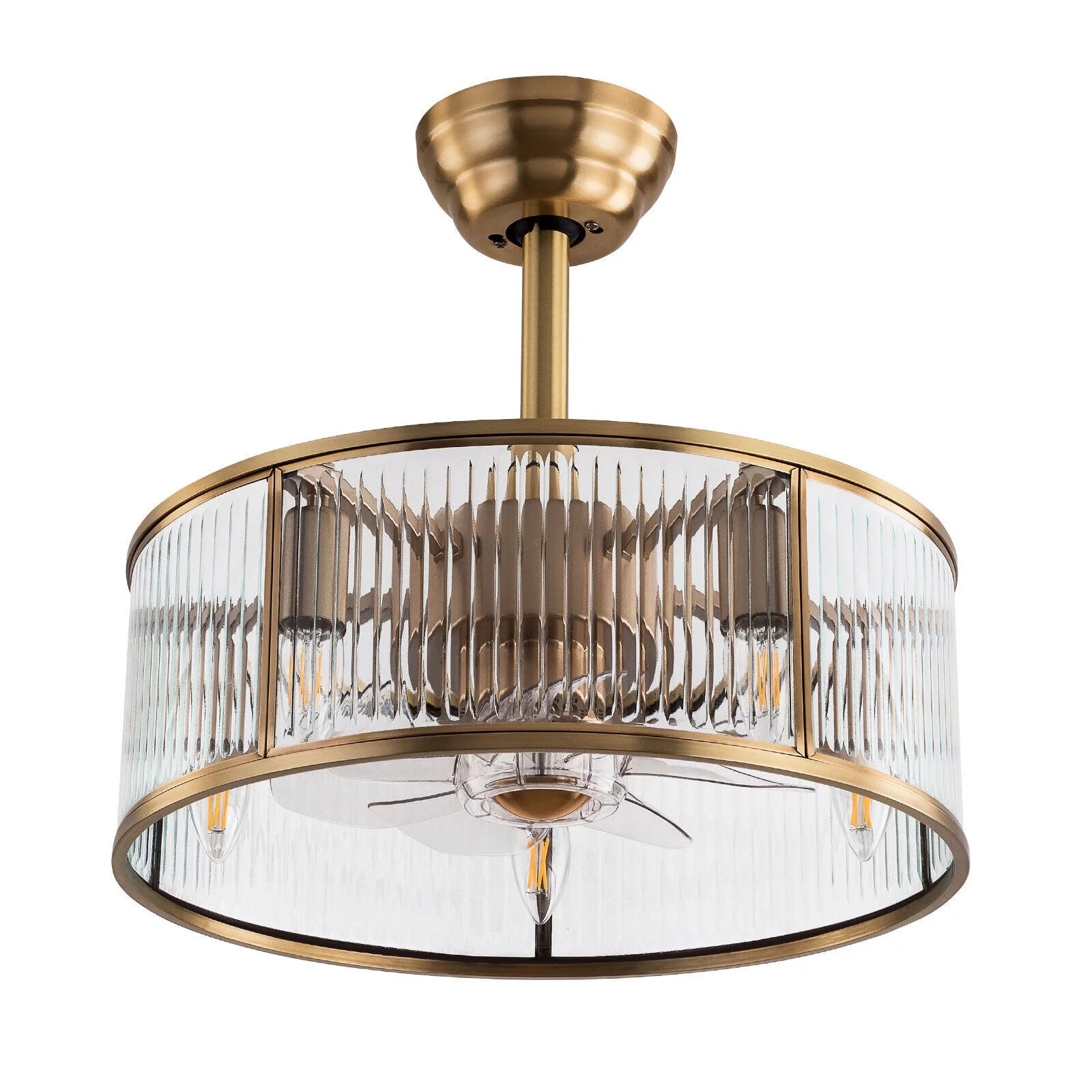 Farmhouse Ceiling Fan Light Gold With Remote Control S819588