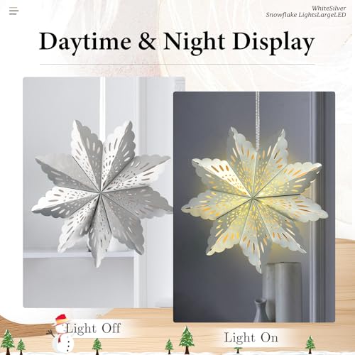 Christmas Paper Snowflake Lanterns with LED Lights for Holiday Party Decor A55544
