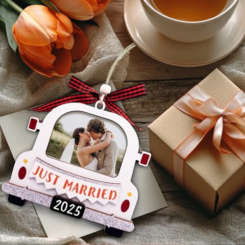 Christmas Ornament Picture Frame - Wooden Landscape Photo Frame for Tree U347