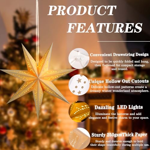 Christmas Paper Snowflake Lanterns with LED Lights for Holiday Party Decor A55544