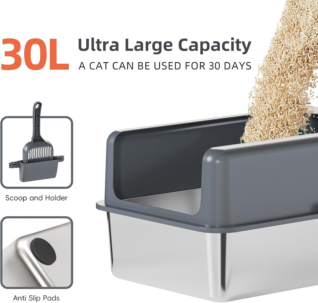 Stainless Steel Cat Litter Box with Lid, Extra Large, Easy to Clean G75117