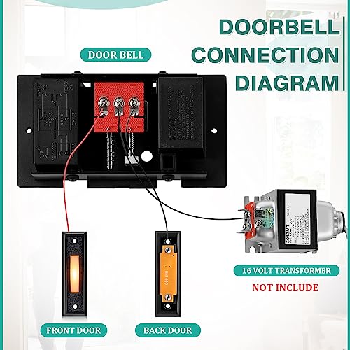Wired Doorbell Chime Kit with 2 Lighted Push Buttons for Front and Rear Door U62055